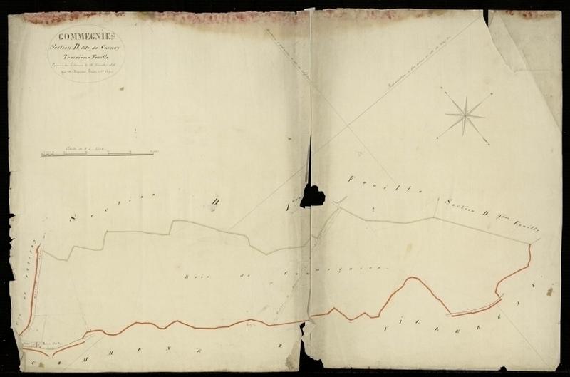 Vue générale de la feuille cadastrale de la section D3 dite du Carnoy de 1826.