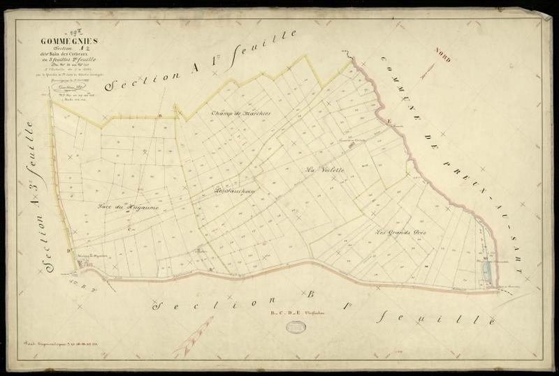 Vue générale de la feuille cadastrale de la section A2 dite du Bain aux Corbeaux de 1897.