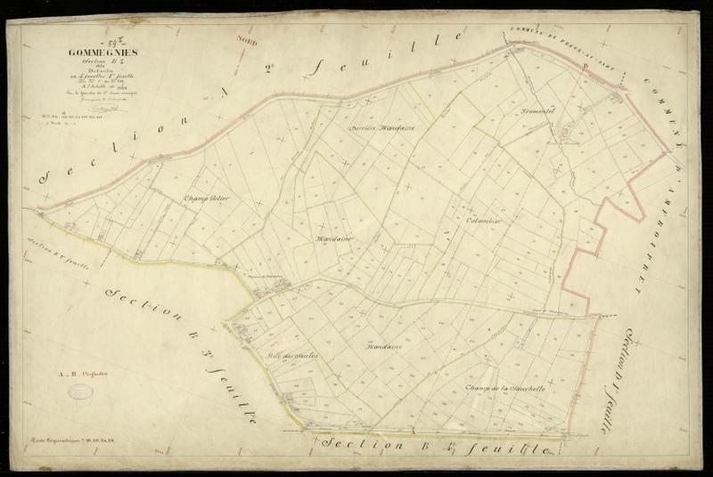 Vue générale de la feuille cadastrale de la section B1 dite du Centre de 1897.