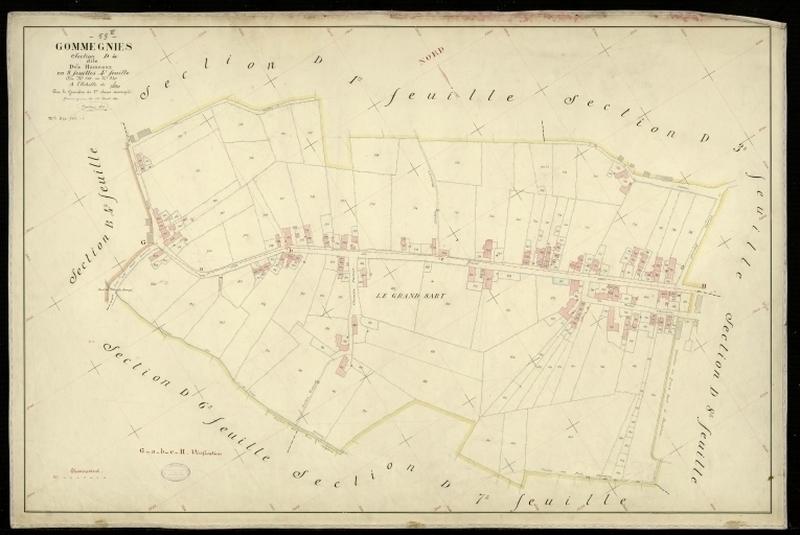 Vue générale de la feuille cadastrale de la section D4 dite des Hameaux de 1897.