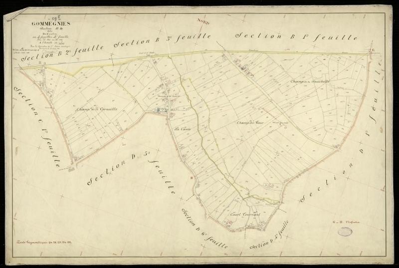 Vue générale de la feuille cadastrale de la section B4 dite du Centre de 1897.