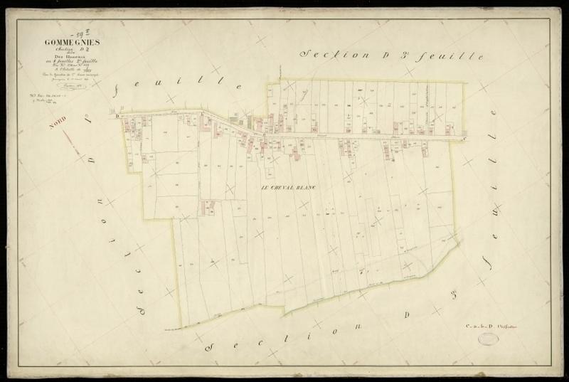 Vue générale de la feuille cadastrale de la section D2 dite des Hameaux de 1897.