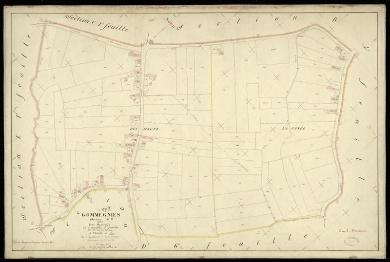 Vue générale de la feuille cadastrale de la section D5 dite des Hameaux de 1897.