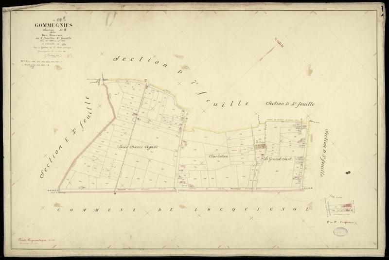 Vue générale de la feuille cadastrale de la section D8 dite des Hameaux de 1897.