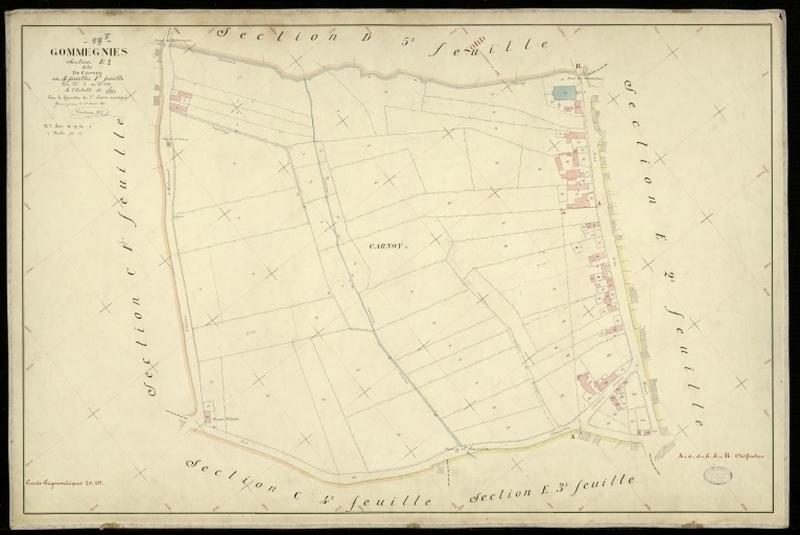 Vue générale de la feuille cadastrale de la section E1 dite de Carnoy de 1897.