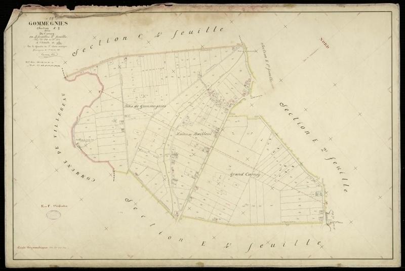 Vue générale de la feuille cadastrale de la section E3 dite de Carnoy de 1897.