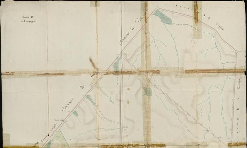 Vue générale de la feuille cadastrale de la section D1 de 1805.