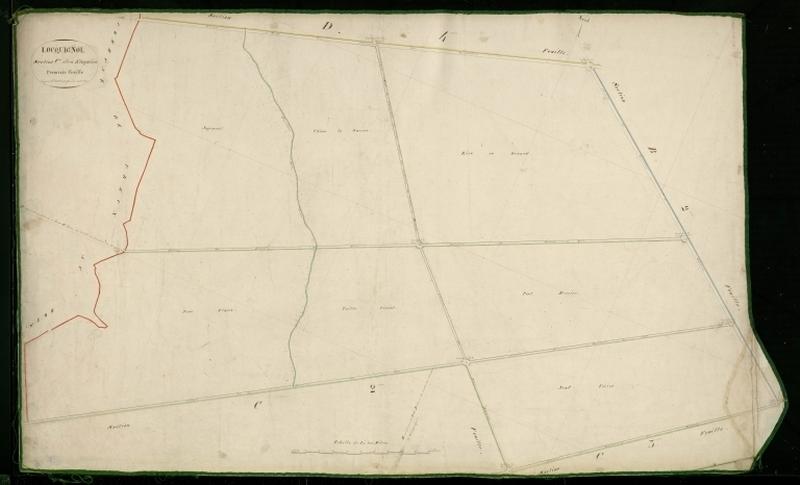 Vue générale de la feuille cadastrale de la section C1 dite des Etoquies de 1831.