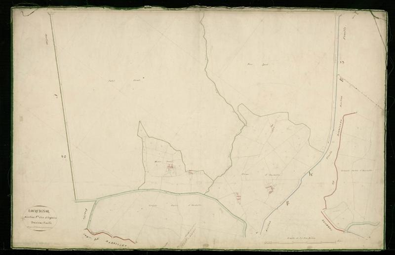 Vue générale de la feuille cadastrale de la section C3 dite des Etoquies de 1831.