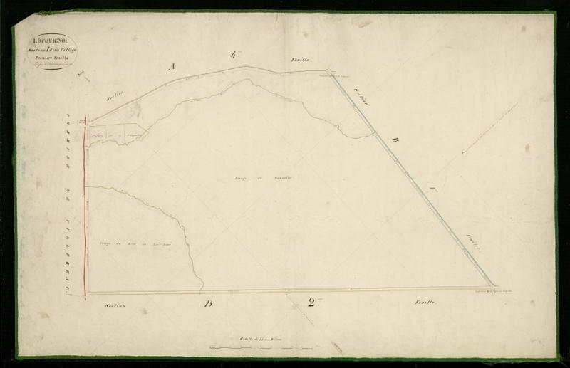 Vue générale de la feuille cadastrale de la section D1 dite du Village de 1831.