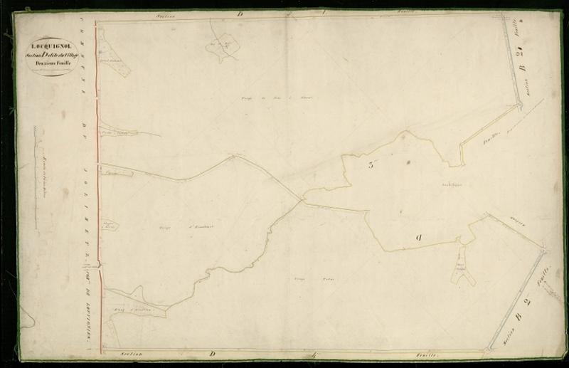 Vue générale de la feuille cadastrale de la section D2 dite du Village de 1831.