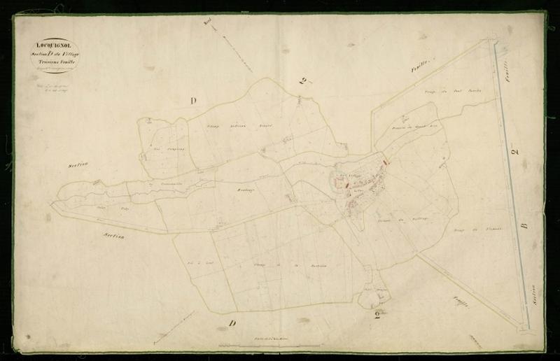 Vue générale de la feuille cadastrale de la section D3 dite du Village de 1831.