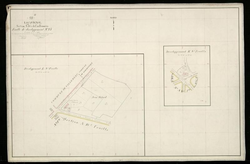 Vue générale de la feuille cadastrale de développement n° 14 de la section A dite du Fau Romarin de 1930 (8e feuille : section K, L).