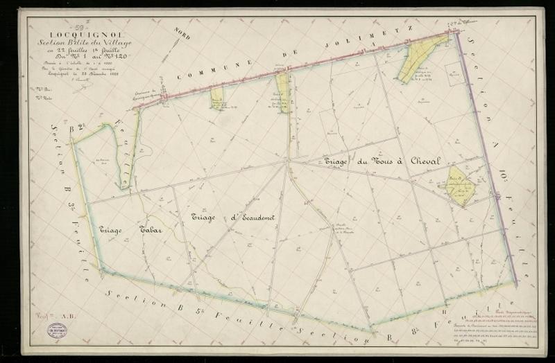 Vue générale de la feuille cadastrale de la section B1 dite du Village de 1930.