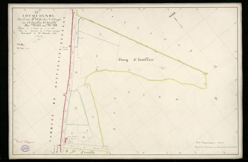 Vue générale de la feuille cadastrale de la section B2 dite du Village de 1930.