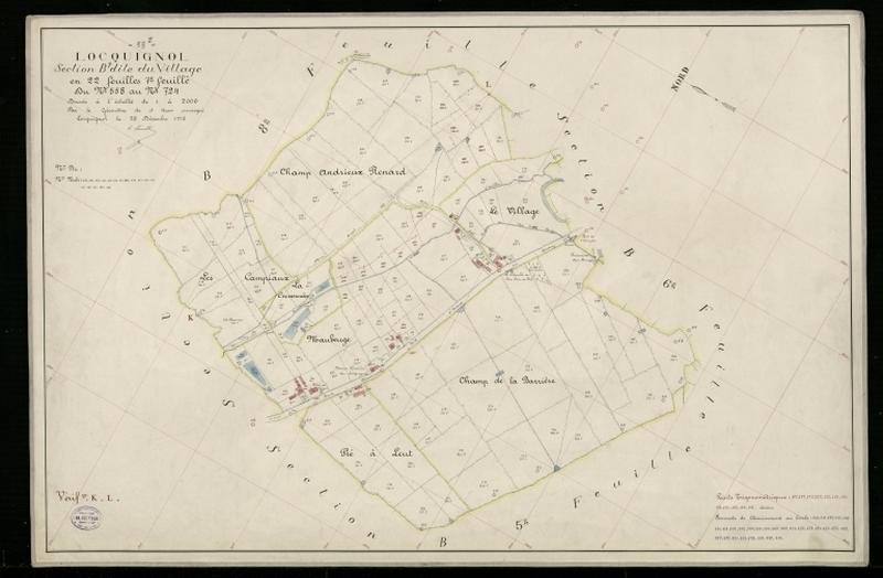 Vue générale de la feuille cadastrale de la section B7 dite du Village de 1930.