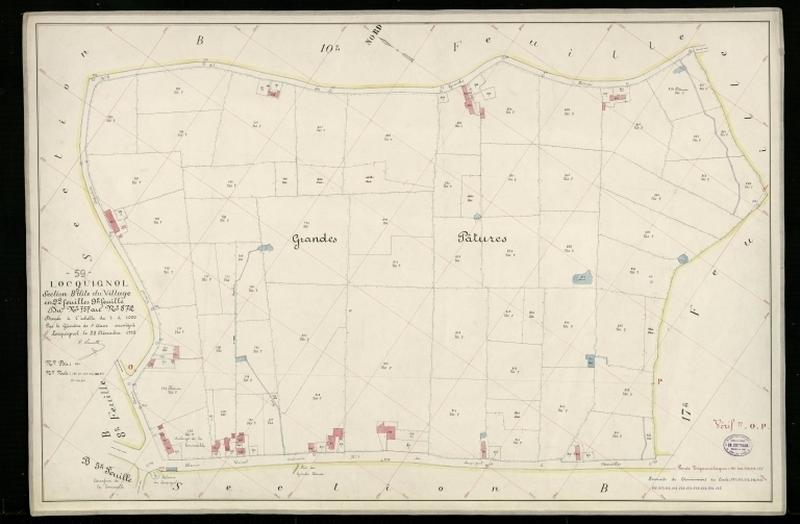 Vue générale de la feuille cadastrale de la section B9 dite du Village de 1930.