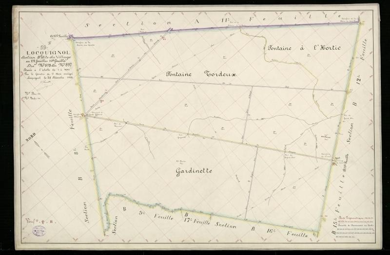 Vue générale de la feuille cadastrale de la section B10 dite du Village de 1930.