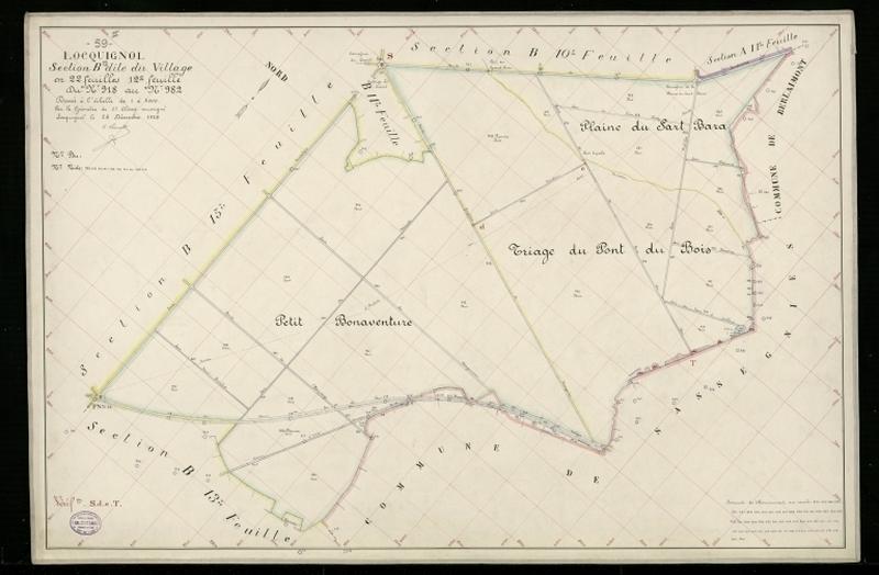 Vue générale de la feuille cadastrale de la section B12 dite du Village de 1930.