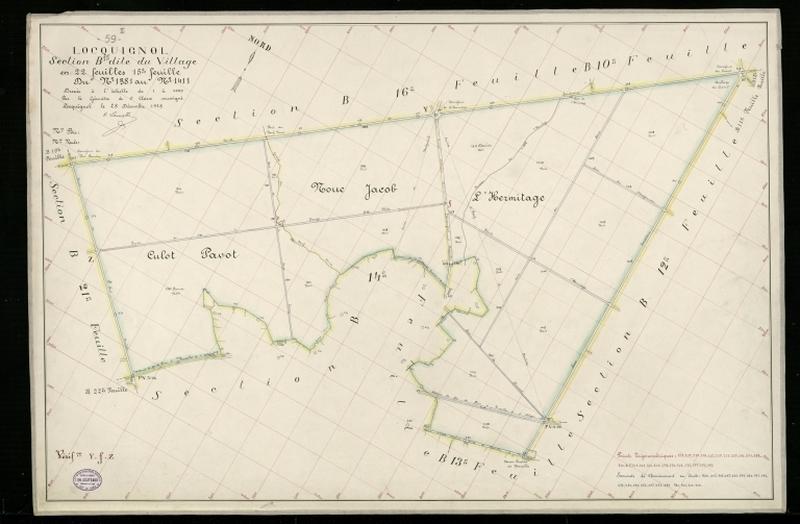 Vue générale de la feuille cadastrale de la section B15 dite du Village de 1930.