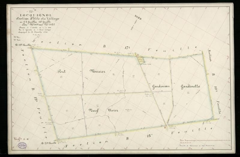 Vue générale de la feuille cadastrale de la section B16 dite du Village de 1930.