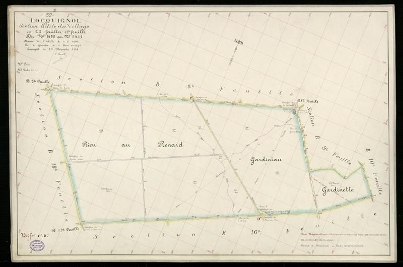 Vue générale de la feuille cadastrale de la section B17 dite du Village de 1930.