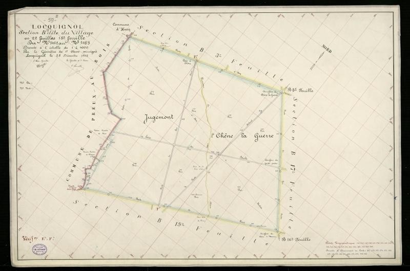 Vue générale de la feuille cadastrale de la section B18 dite du Village de 1930.