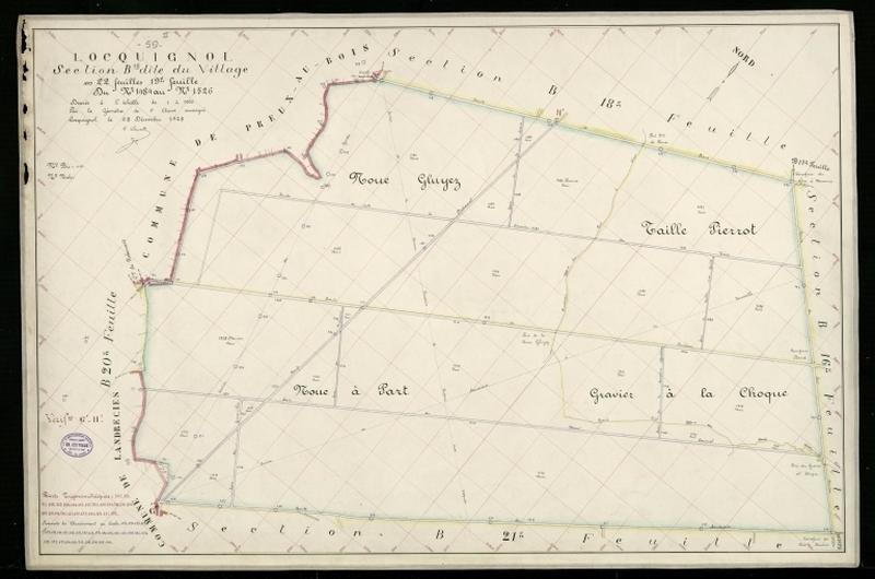 Vue générale de la feuille cadastrale de la section B19 dite du Village de 1930.