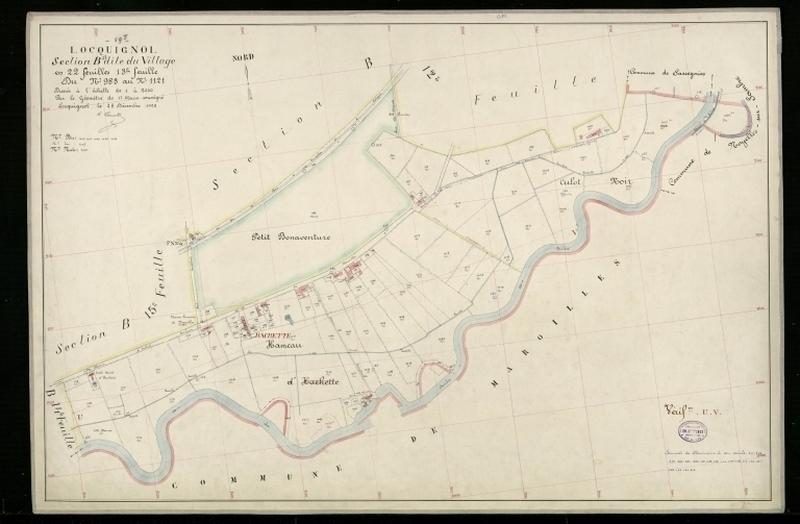 Vue générale de la feuille cadastrale de la section B13 dite du Village de 1930.