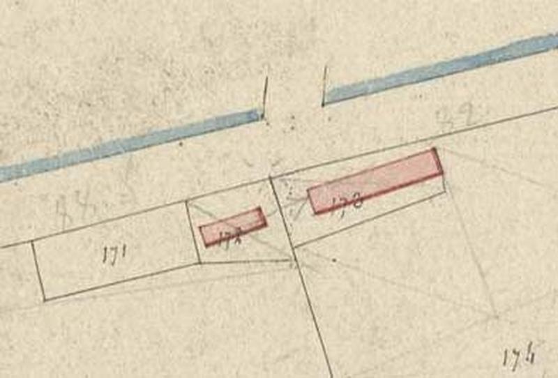 Extrait de la feuille cadastrale B4. Plan de situation en 1831.