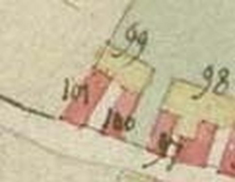 Extrait de la feuille cadastrale A et B. Plan de situation en 1804.