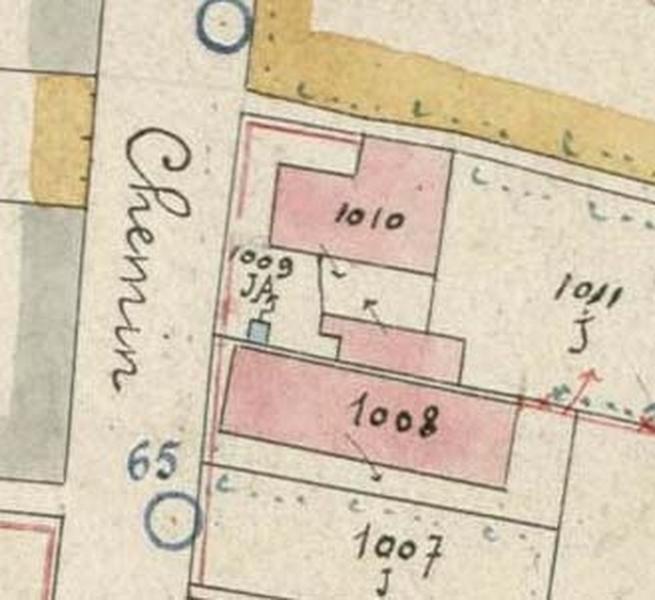 Extrait de la feuille cadastrale (section unique). Plan de situation en 1925.
