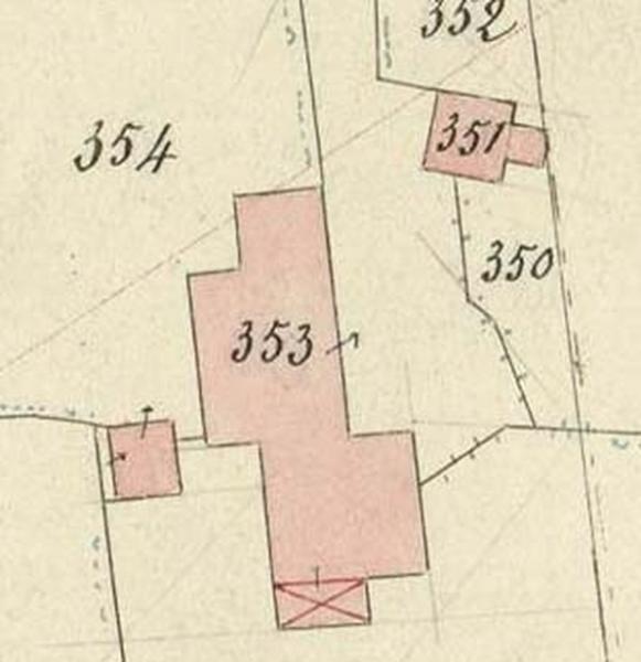 Extrait de la feuille cadastrale D2. Plan de situation en 1897.