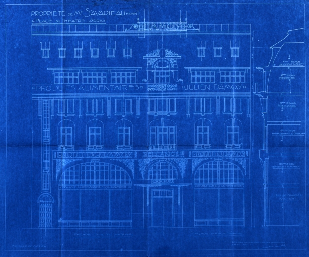 Projet de reconstruction : façades et coupe, par Honoré Pons architecte, avril 1921 (AD Pas-de-Calais).