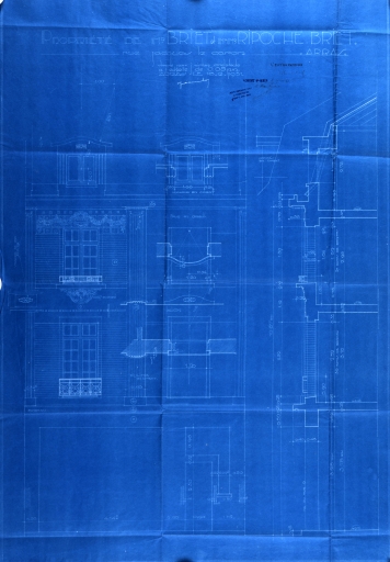 Propriété de M. Briet-Ripoche à Arras. Projet de construction : façade et coupe, par Wirton architecte, février 1931 (AD Pas-de-Calais). 