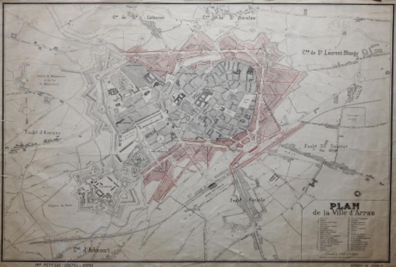Plan établi le 3 août 1901, présentation des nouvelles voies établies sur l'ancien emplacement des fortifications de la ville.