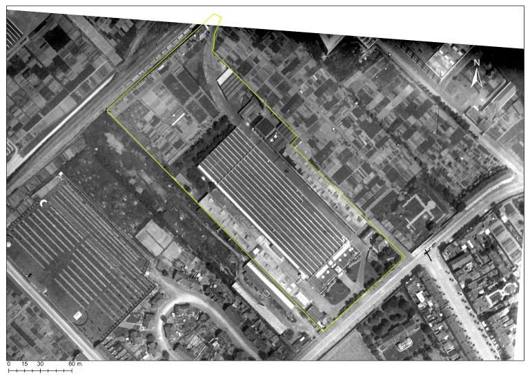 Emprise du tissage sur une vue aérienne réalisée le 30 juin 1931 (Source IGN. Photothèque nationale. 1931).