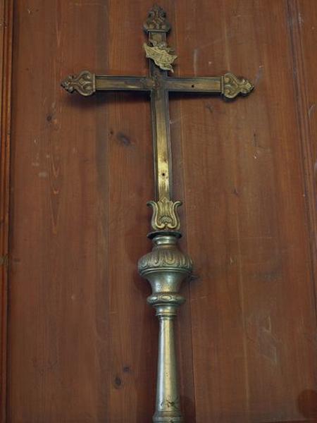Croix de procession (sans Christ), métal argenté, 1ère moitié 19e siècle