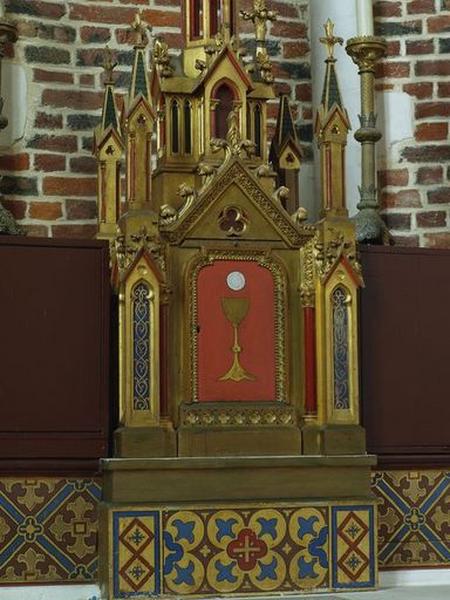 Porte du tabernacle avec calice et hostie peints