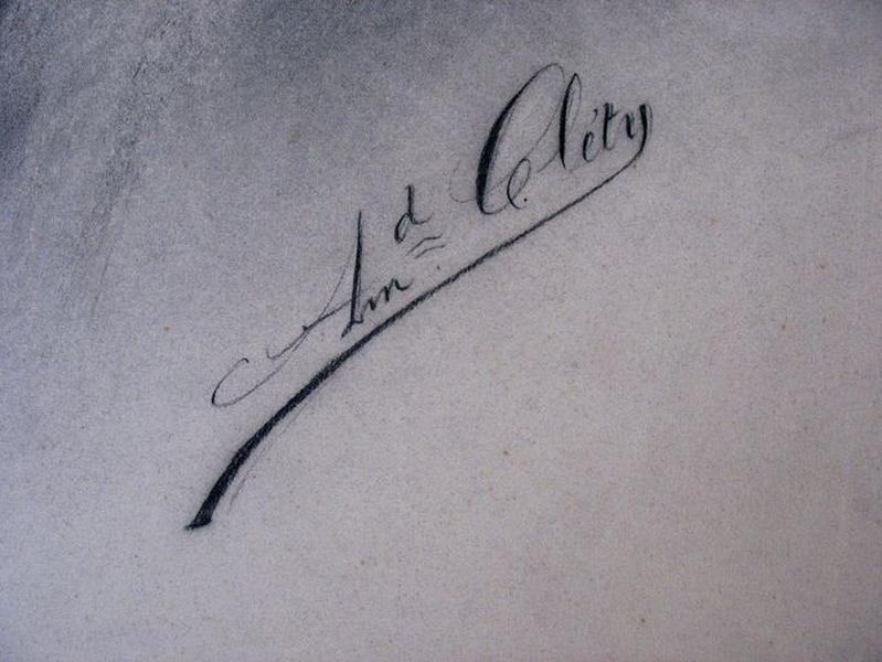 Vue de détail : dessin par A. Cléty, signature