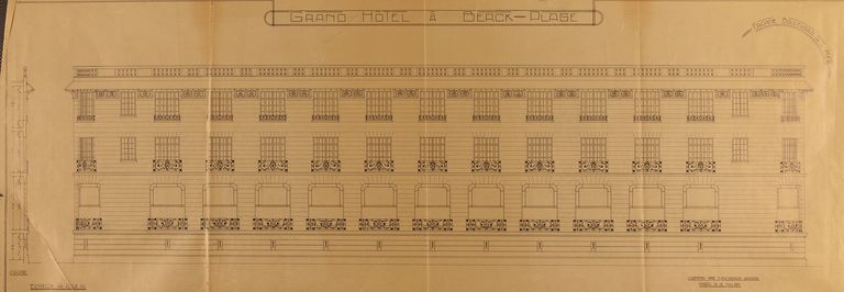 Projet de Grand Hôtel (non réalisé), façade donnant sur le boulevard de la mer, Joachim Richard, 12 novembre 1919 (IFA ; 081 IFA 365. Fonds Joachim Richard).