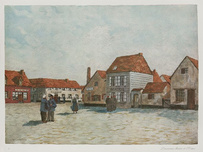 L'ancienne mairie et l'octroi, peinture de Jan Lavezarri, 1882, reproduction extraite de Berck d'Autrefois (AC Berck).