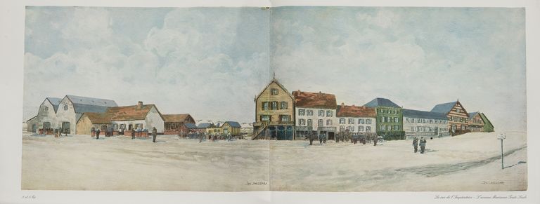 La rue de l'Impératrice et l'avenue Marianne-Toute-Seule, peinture de Jan Lavezzari, reproduction extraite de Berck d'Autrefois (AC Berck).  

