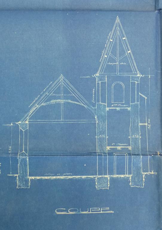 L'ancienne église, coupe, 1920  (AD Somme ; 10R 1163).