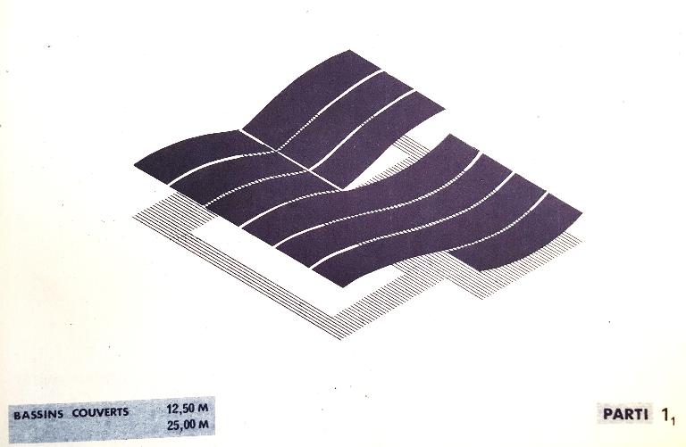 Schéma conceptuel n°2 montrant les possibilités modulaires de la piscine Albatros (19840036/55). 