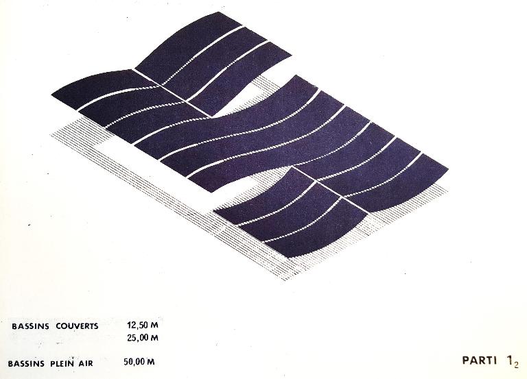 Schéma conceptuel n°3 montrant les possibilités modulaires de la piscine Albatros (19840036/55). 