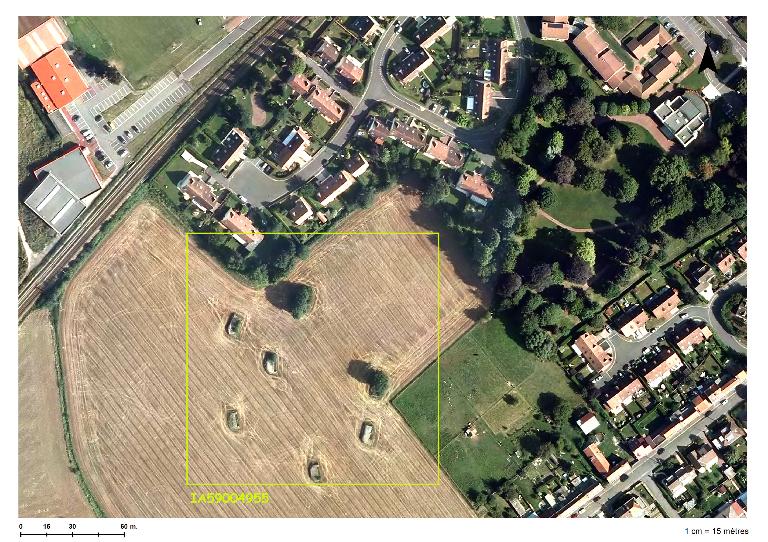 Situation de l'ensemble de casemate sur une photographie aérienne de 2014