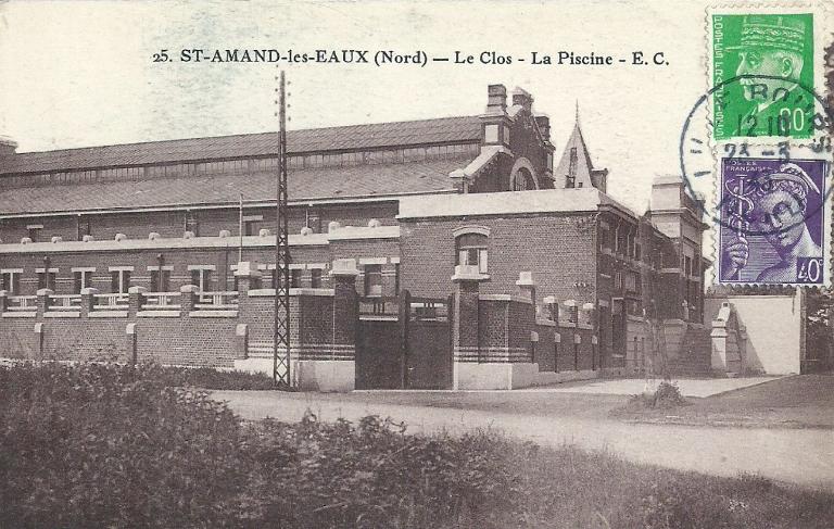 SAINT-AMAND-LES-EAUX (Nord) – Le Clos – La Piscine, carte postale, [vers 1940] (coll. part.).