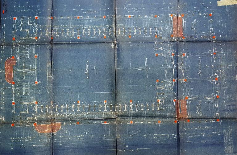 Plan du rez-de-chaussé, dressé par E. Pestre et Lablaude, le 22 mai 1922 (AC Creil ; 1M27).