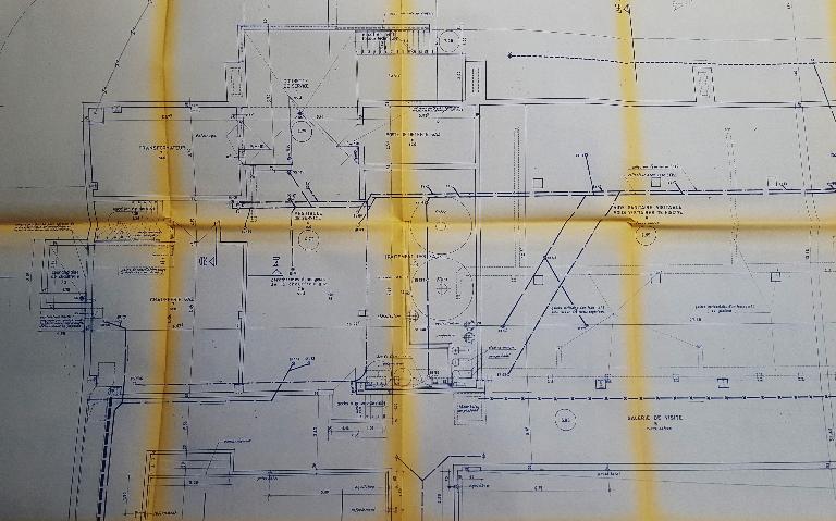 Plan du sous-sol : détail des locaux techniques de la piscine, Maurice Ego architecte, 1968 (AC Saint-Omer ; 3W40). 